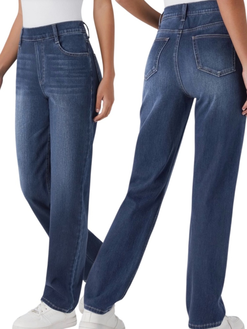 Women's High-Rise Straight Leg Jeans - Blue